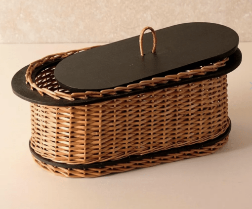 Wicker & Wood Bread Box | Handcrafted in Kashmir
